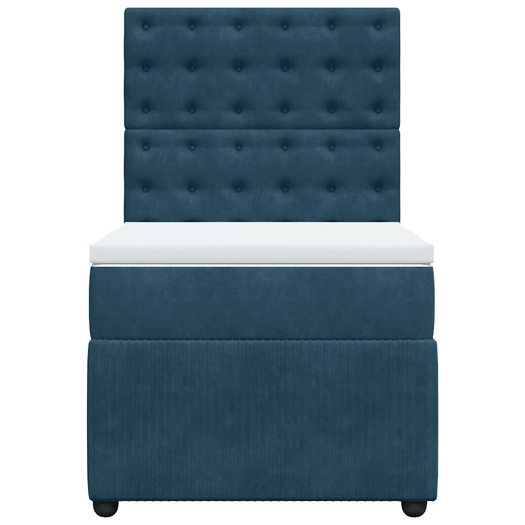 vidaXL Κρεβάτι Boxspring με Στρώμα Μπλε 100x200 εκ. Βελούδινο
