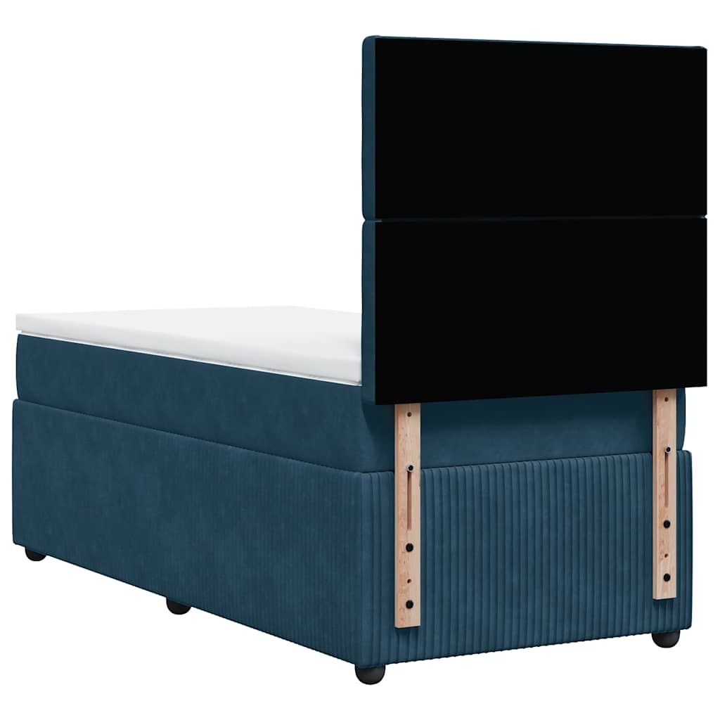 vidaXL Κρεβάτι Boxspring με Στρώμα Μπλε 100x200 εκ. Βελούδινο