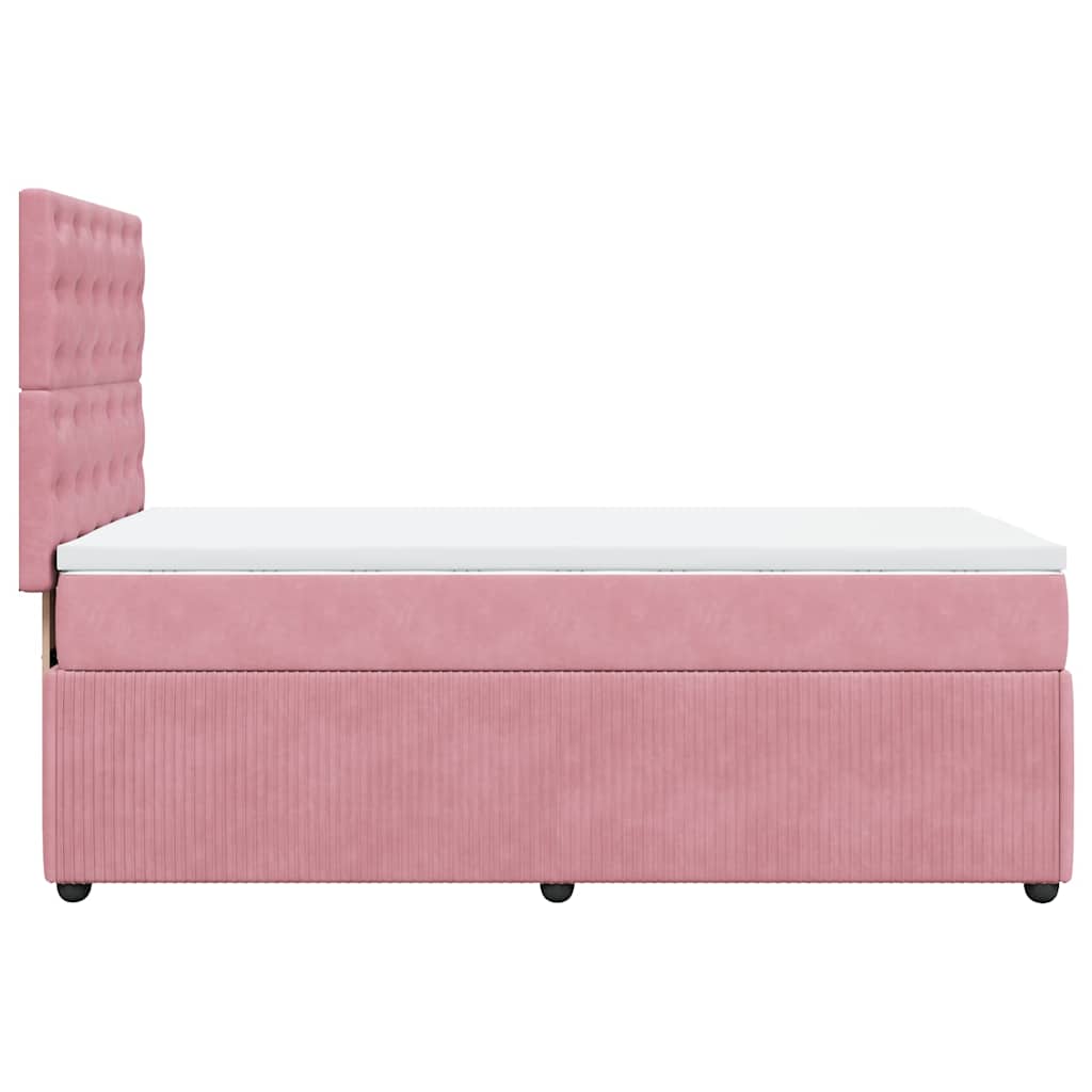 vidaXL Κρεβάτι Boxspring με Στρώμα Ροζ 100x200 εκ. Βελούδινο