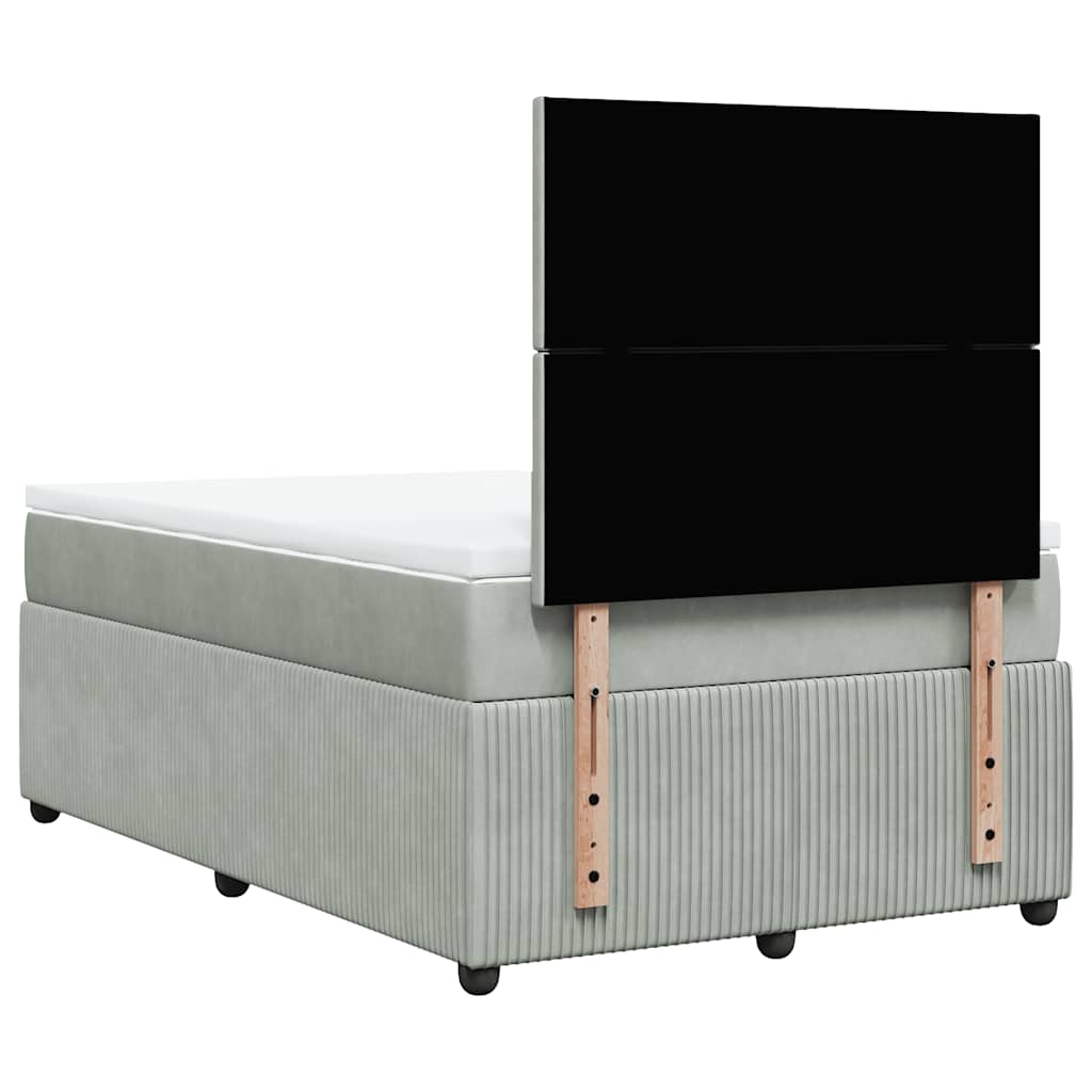 vidaXL Κρεβάτι Boxspring με Στρώμα Ανοιχτό Γκρι 120x190 εκ. Βελούδινο
