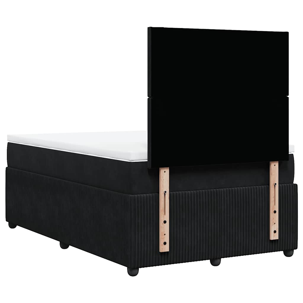 vidaXL Κρεβάτι Boxspring με Στρώμα Μαύρο 120x190 εκ. Βελούδινο
