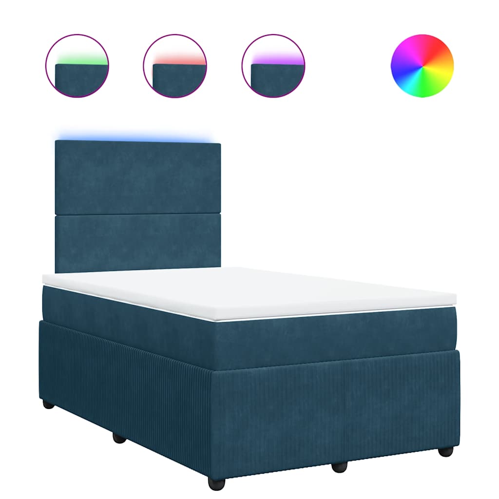vidaXL Κρεβάτι Boxspring με Στρώμα Μπλε 120x190 εκ. Βελούδινο