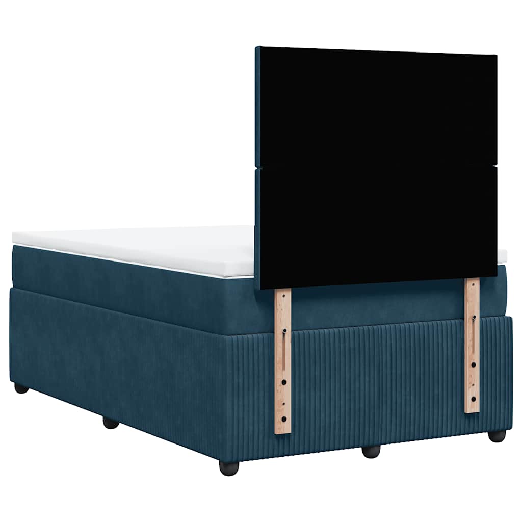 vidaXL Κρεβάτι Boxspring με Στρώμα Μπλε 120x190 εκ. Βελούδινο