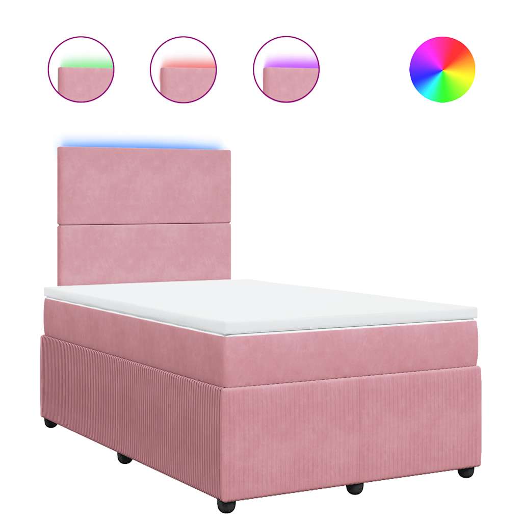vidaXL Κρεβάτι Boxspring με Στρώμα Ροζ 120x190 εκ. Βελούδινο