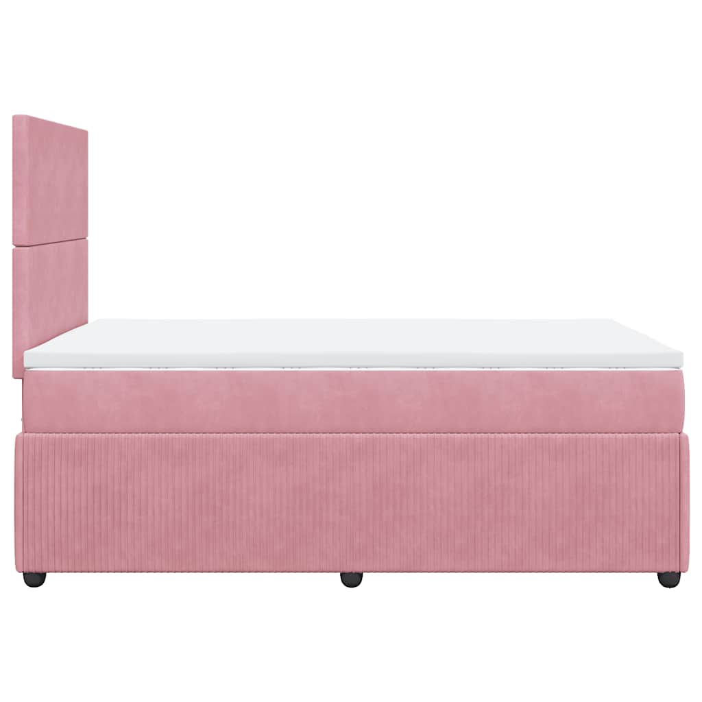 vidaXL Κρεβάτι Boxspring με Στρώμα Ροζ 120x190 εκ. Βελούδινο