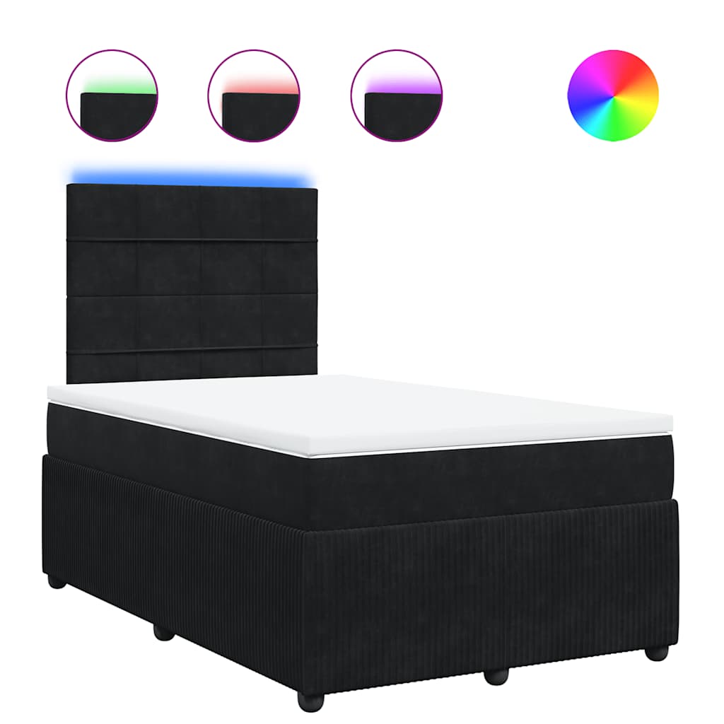 vidaXL Κρεβάτι Boxspring με Στρώμα Μαύρο 120x190 εκ. Βελούδινο