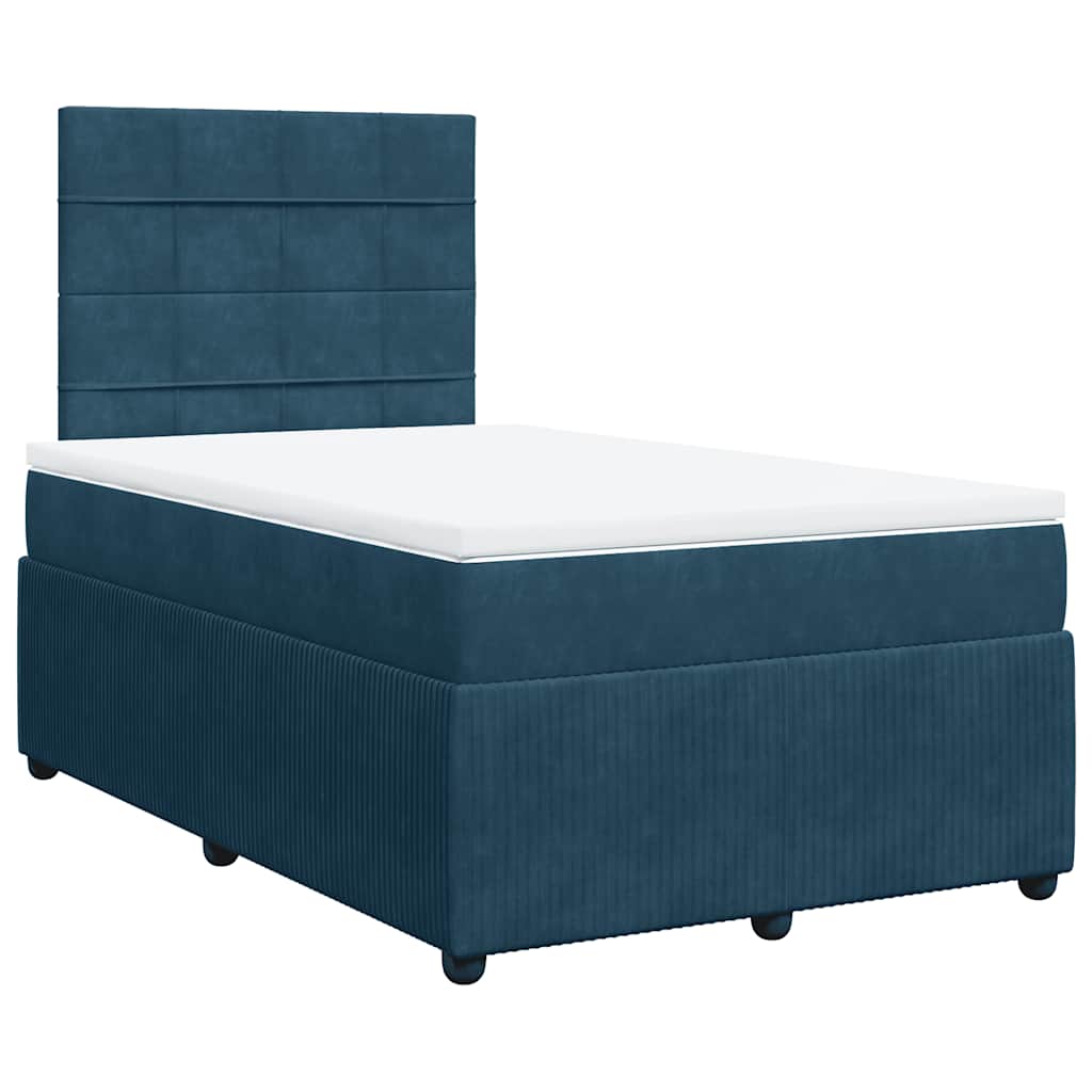vidaXL Κρεβάτι Boxspring με Στρώμα Μπλε 120x190 εκ. Βελούδινο