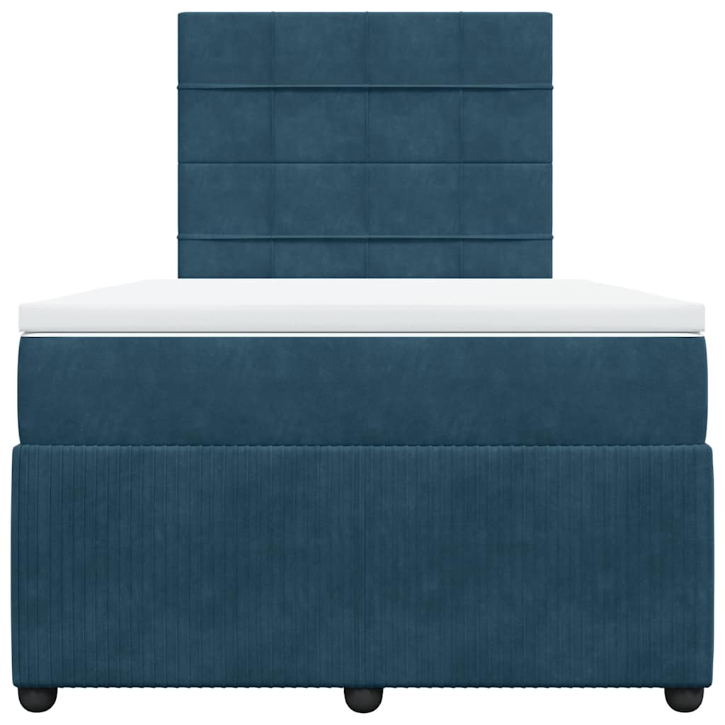 vidaXL Κρεβάτι Boxspring με Στρώμα Μπλε 120x190 εκ. Βελούδινο