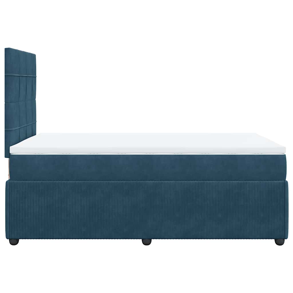 vidaXL Κρεβάτι Boxspring με Στρώμα Μπλε 120x190 εκ. Βελούδινο