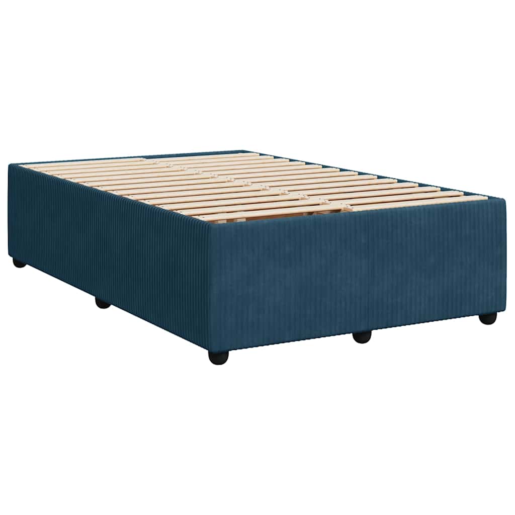 vidaXL Κρεβάτι Boxspring με Στρώμα Μπλε 120x190 εκ. Βελούδινο