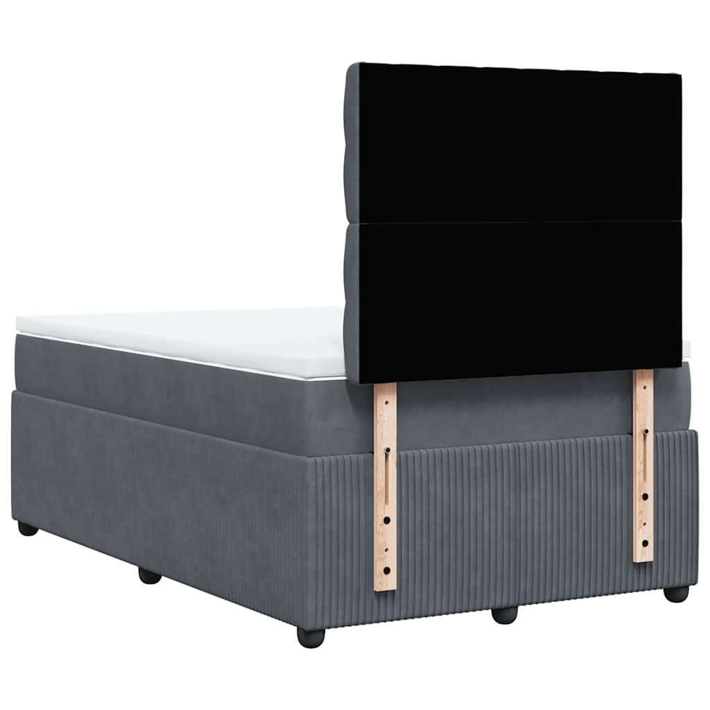 vidaXL Κρεβάτι Boxspring με Στρώμα Σκούρο Γκρι 120x190 εκ. Βελούδινο