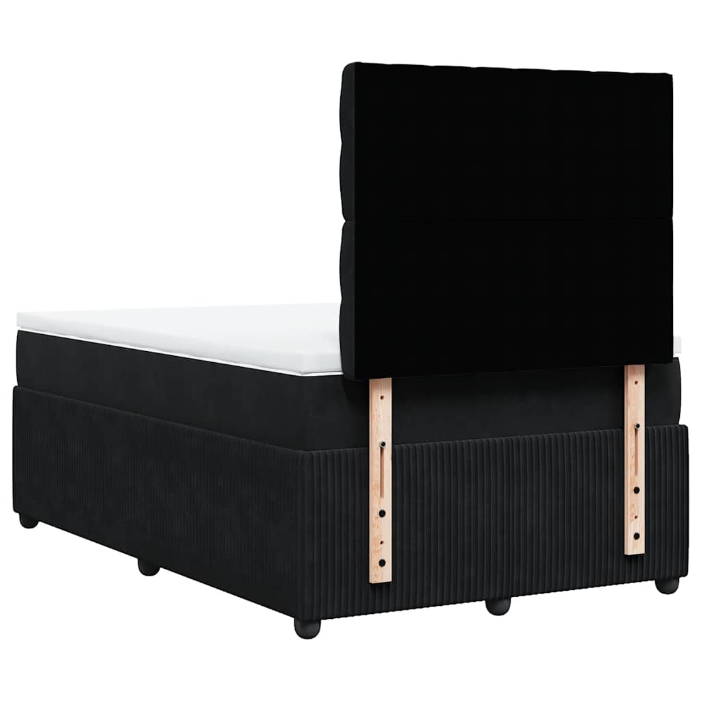 vidaXL Κρεβάτι Boxspring με Στρώμα Μαύρο 120x190 εκ. Βελούδινο