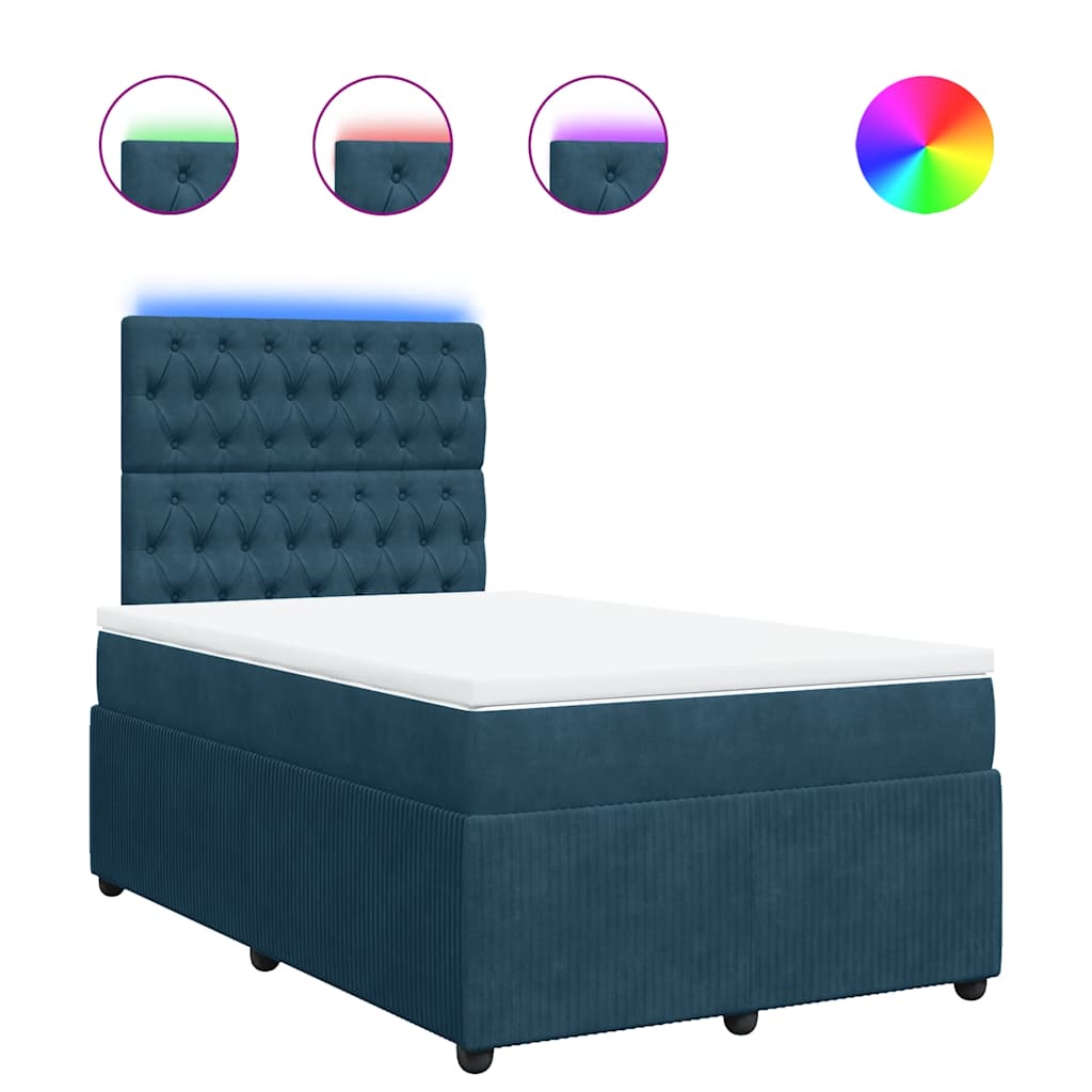 vidaXL Κρεβάτι Boxspring με Στρώμα Μπλε 120x190 εκ. Βελούδινο