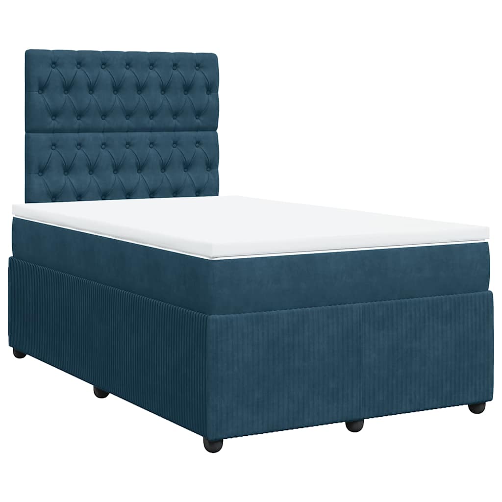 vidaXL Κρεβάτι Boxspring με Στρώμα Μπλε 120x190 εκ. Βελούδινο