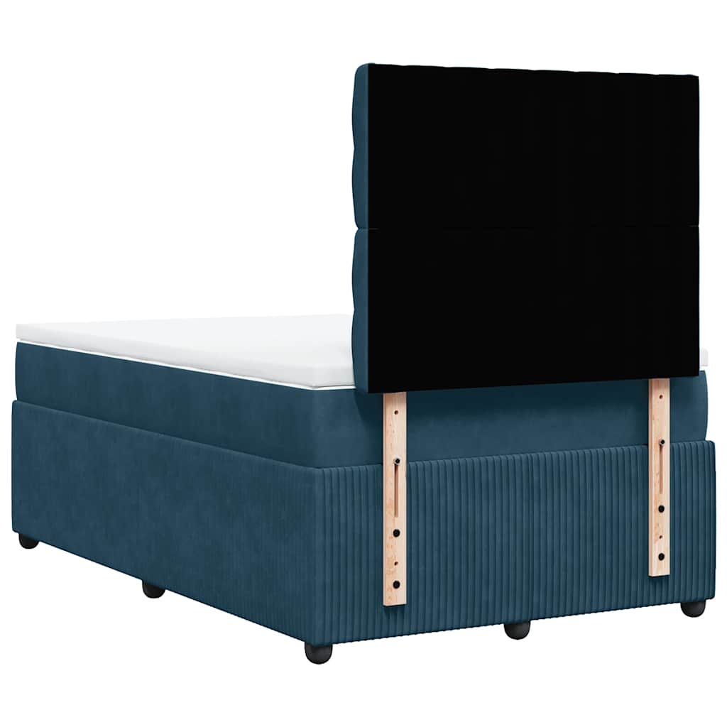 vidaXL Κρεβάτι Boxspring με Στρώμα Μπλε 120x190 εκ. Βελούδινο