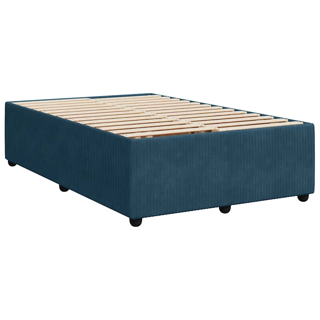 vidaXL Κρεβάτι Boxspring με Στρώμα Μπλε 120x190 εκ. Βελούδινο