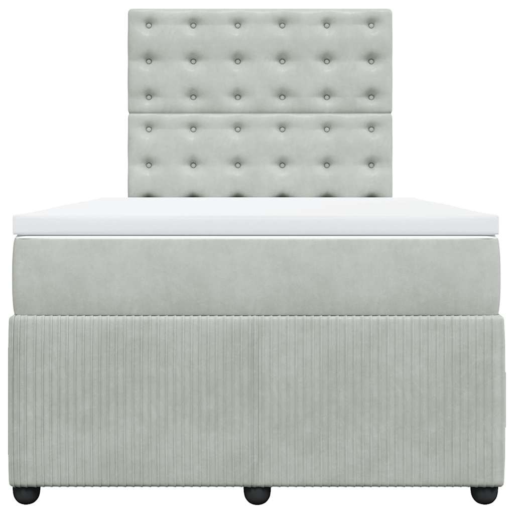 vidaXL Κρεβάτι Boxspring με Στρώμα Ανοιχτό Γκρι 120x190 εκ. Βελούδινο