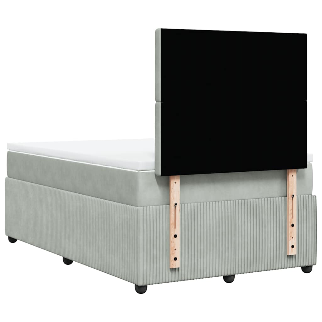 vidaXL Κρεβάτι Boxspring με Στρώμα Ανοιχτό Γκρι 120x190 εκ. Βελούδινο