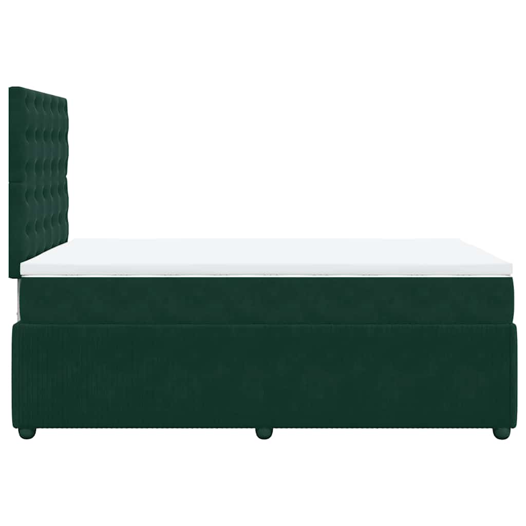vidaXL Κρεβάτι Boxspring με Στρώμα Σκούρο Πράσινο 120x190εκ. Βελούδινο