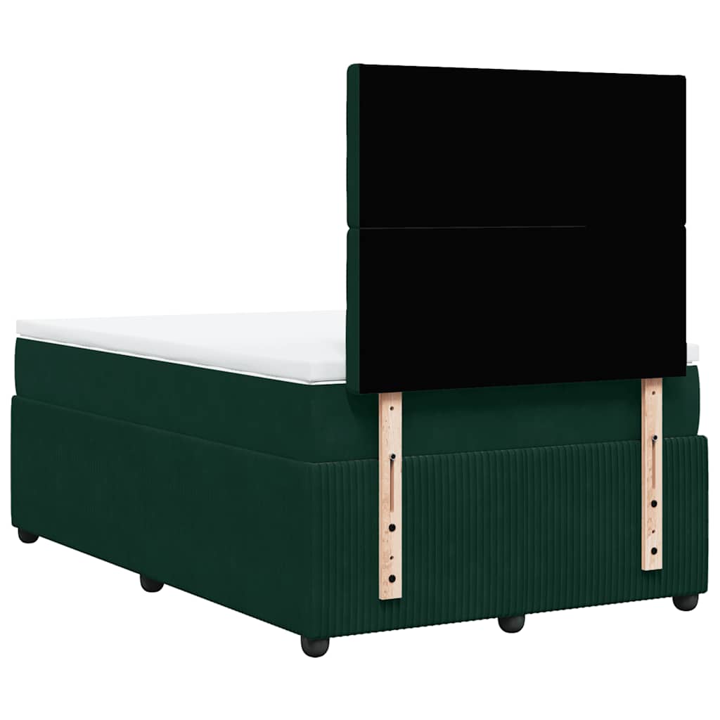 vidaXL Κρεβάτι Boxspring με Στρώμα Σκούρο Πράσινο 120x190εκ. Βελούδινο