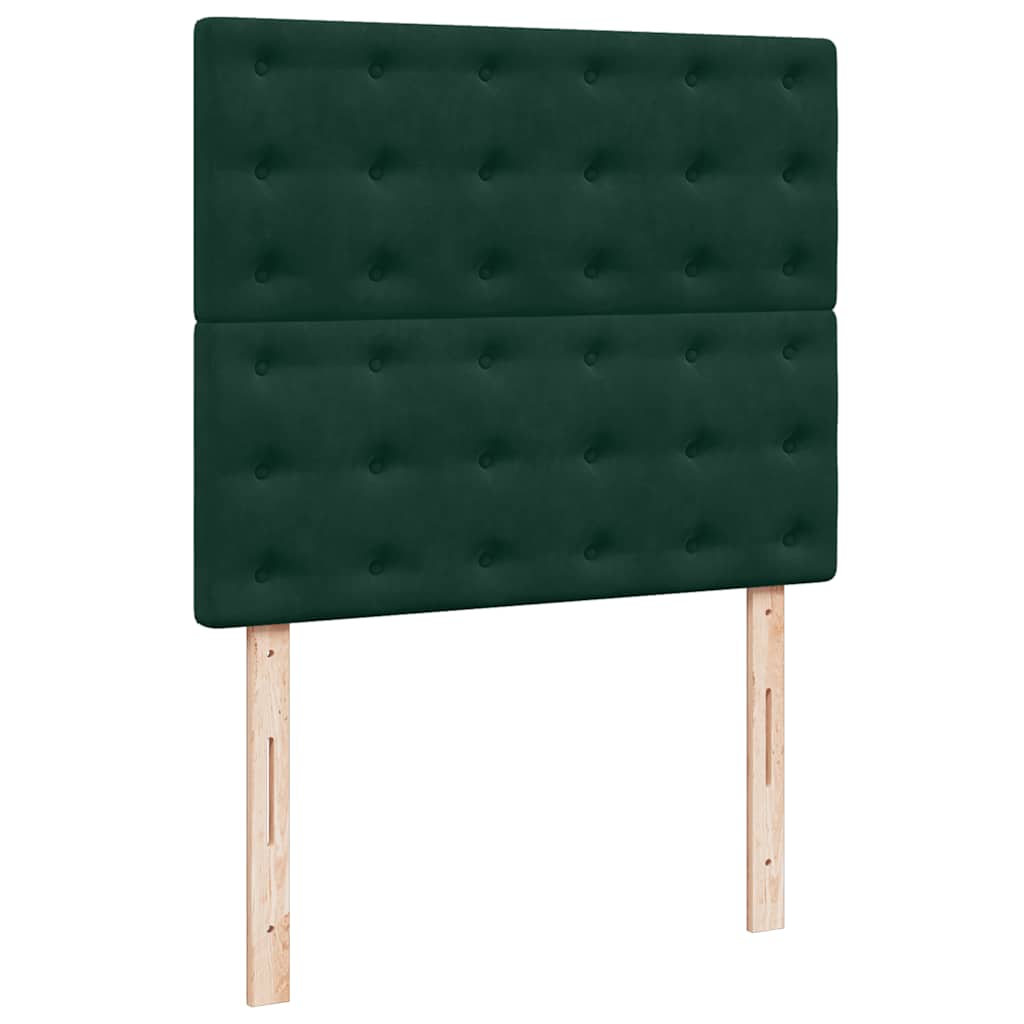 vidaXL Κρεβάτι Boxspring με Στρώμα Σκούρο Πράσινο 120x190εκ. Βελούδινο