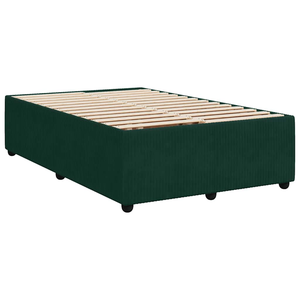 vidaXL Κρεβάτι Boxspring με Στρώμα Σκούρο Πράσινο 120x190εκ. Βελούδινο
