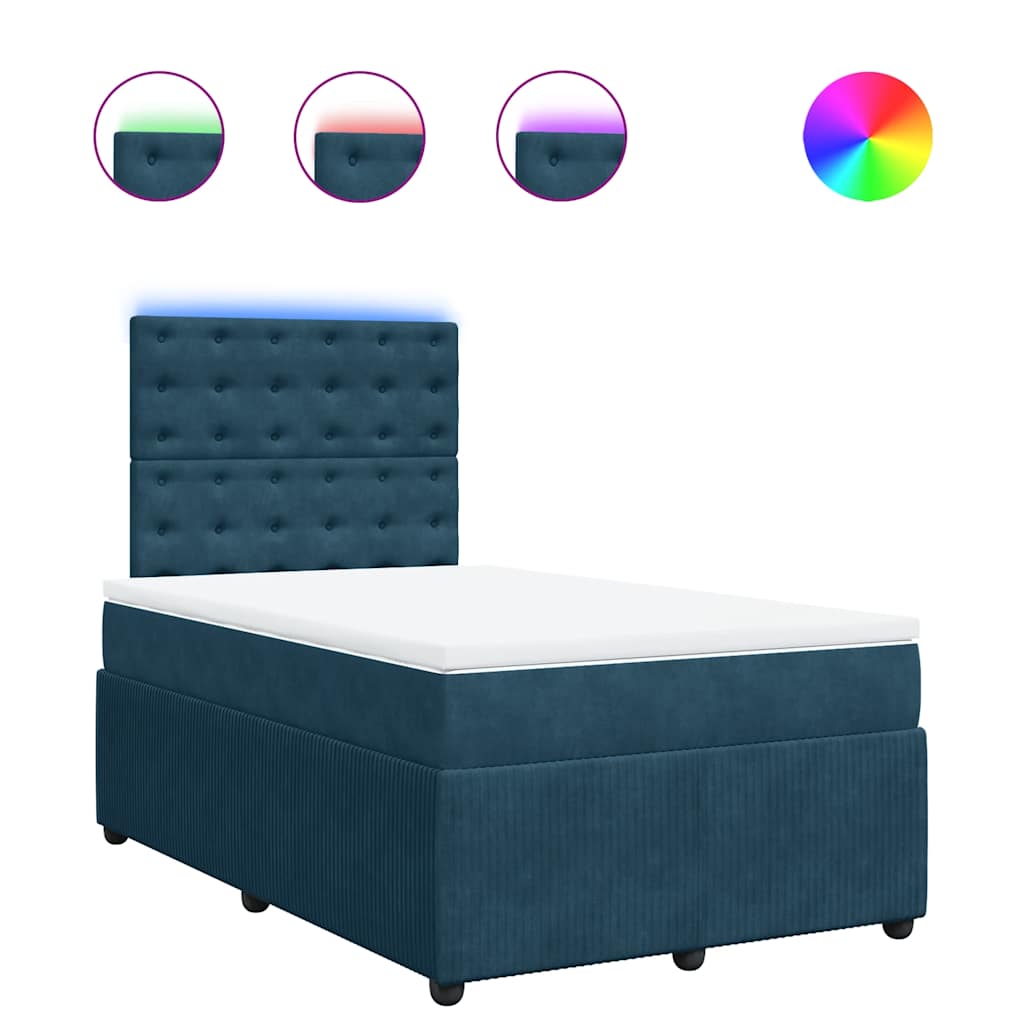 vidaXL Κρεβάτι Boxspring με Στρώμα Μπλε 120x190 εκ. Βελούδινο