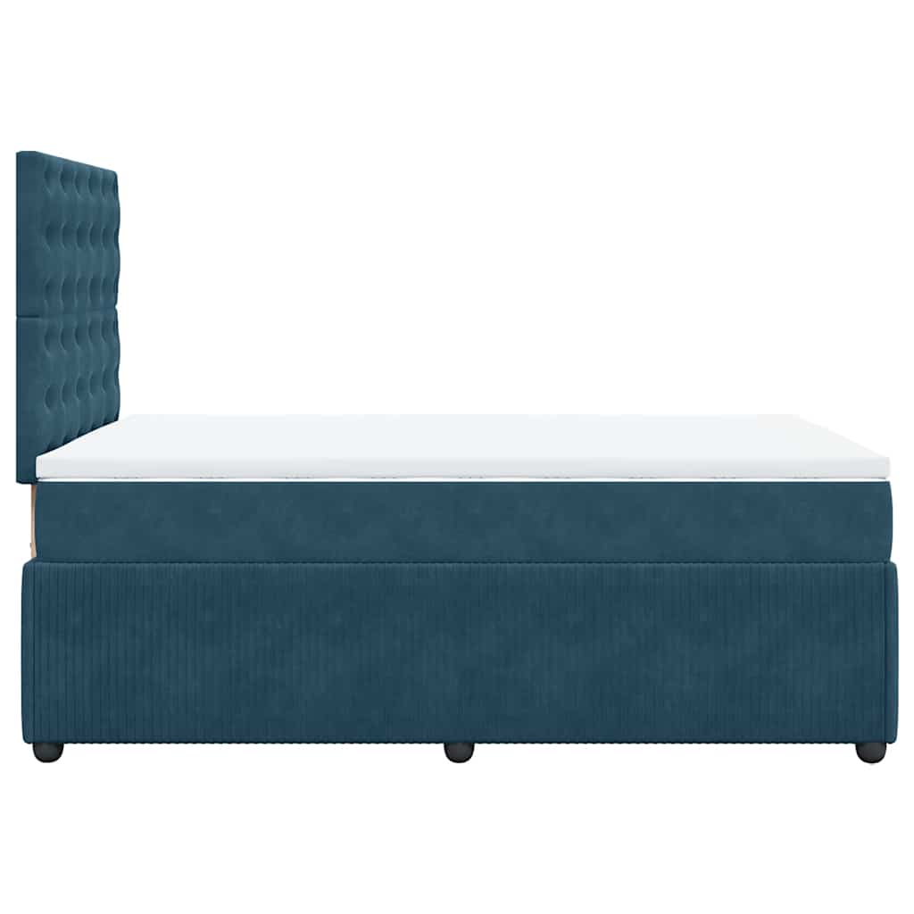 vidaXL Κρεβάτι Boxspring με Στρώμα Μπλε 120x190 εκ. Βελούδινο