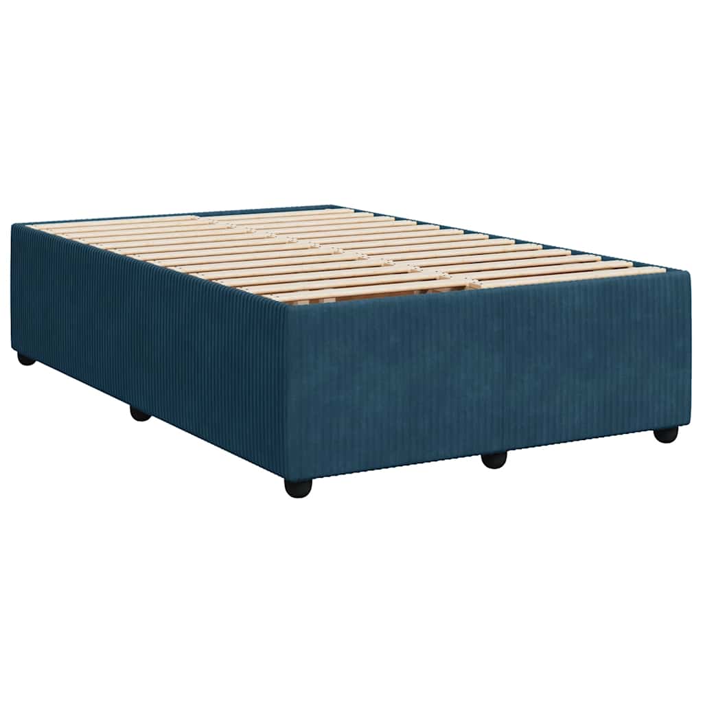 vidaXL Κρεβάτι Boxspring με Στρώμα Μπλε 120x190 εκ. Βελούδινο