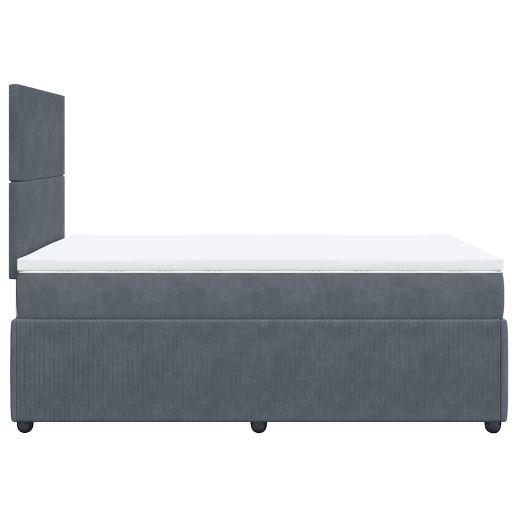 vidaXL Κρεβάτι Boxspring με Στρώμα Σκούρο Γκρι 120x200 εκ. Βελούδινο