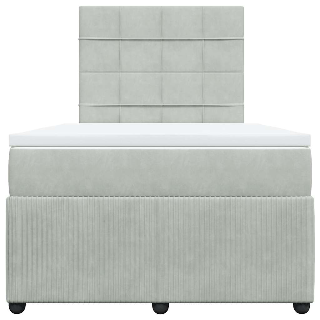 vidaXL Κρεβάτι Boxspring με Στρώμα Ανοιχτό Γκρι 120x200 εκ. Βελούδινο