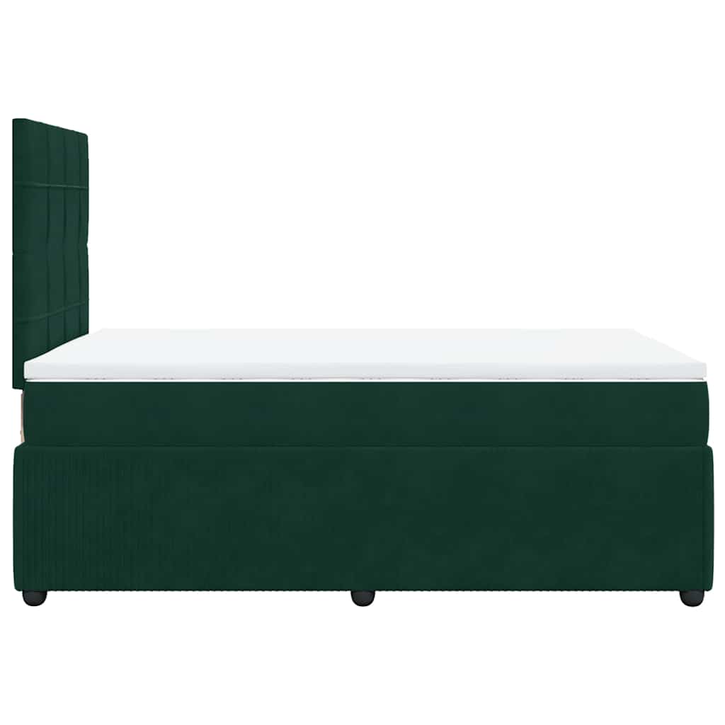vidaXL Κρεβάτι Boxspring με Στρώμα Σκούρο Πράσινο 120x200εκ. Βελούδινο