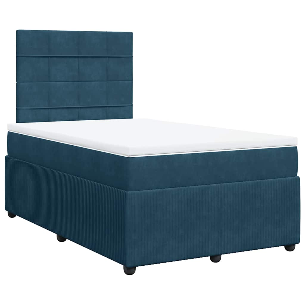 vidaXL Κρεβάτι Boxspring με Στρώμα Μπλε 120x200 εκ. Βελούδινο