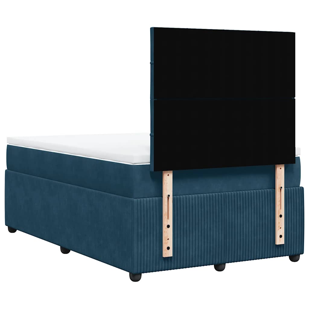vidaXL Κρεβάτι Boxspring με Στρώμα Μπλε 120x200 εκ. Βελούδινο