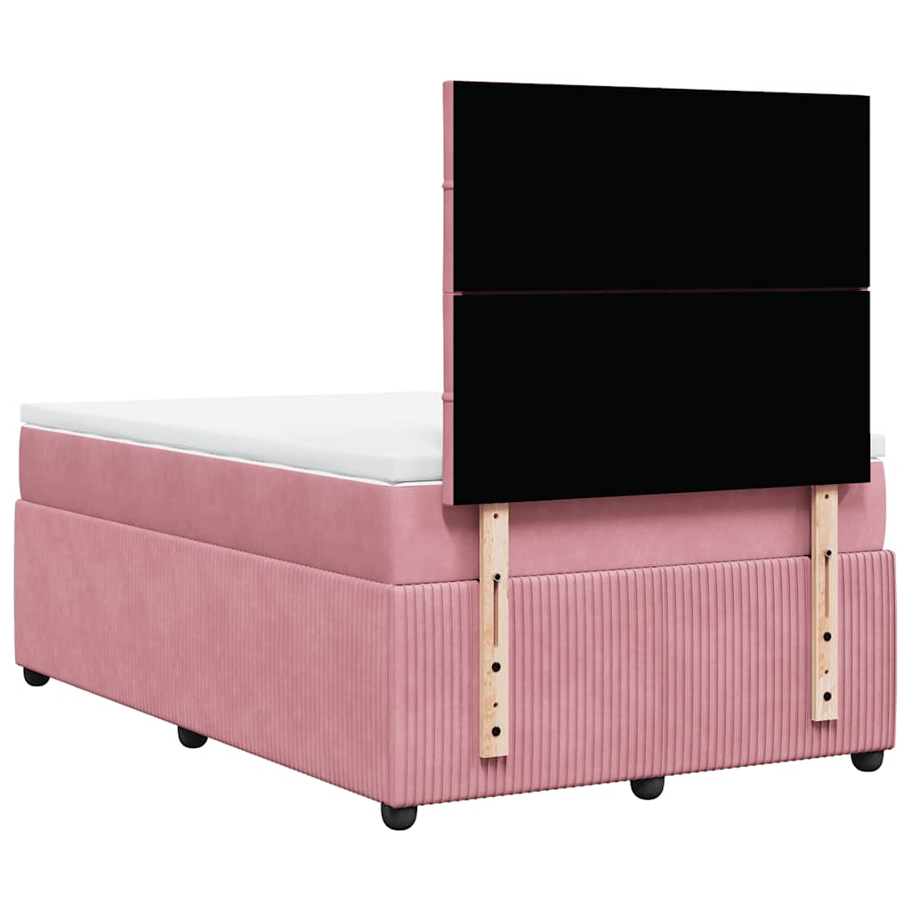 vidaXL Κρεβάτι Boxspring με Στρώμα Ροζ 120x200 εκ. Βελούδινο