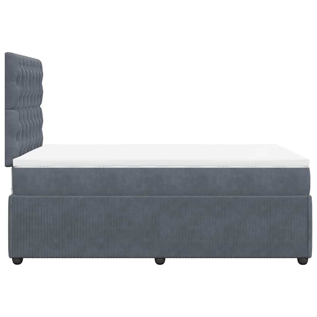 vidaXL Κρεβάτι Boxspring με Στρώμα Σκούρο Γκρι 120x200 εκ. Βελούδινο