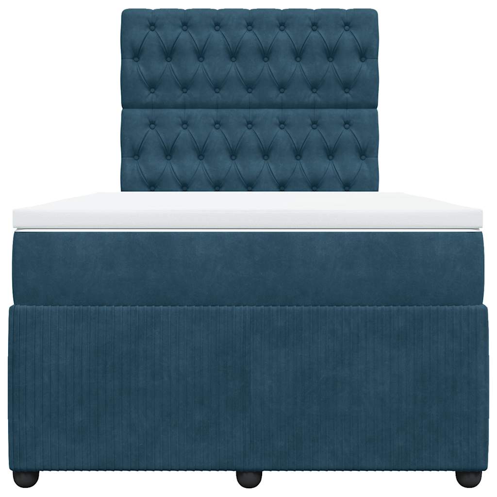 vidaXL Κρεβάτι Boxspring με Στρώμα Μπλε 120x200 εκ. Βελούδινο