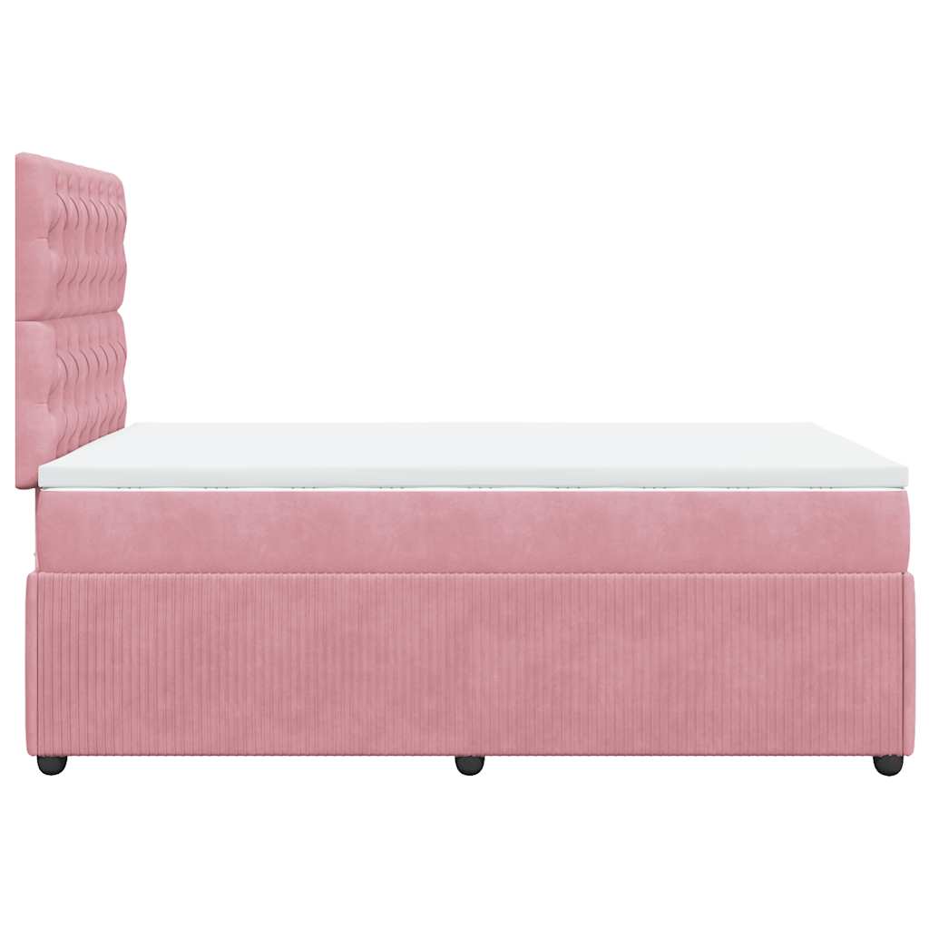vidaXL Κρεβάτι Boxspring με Στρώμα Ροζ 120x200 εκ. Βελούδινο