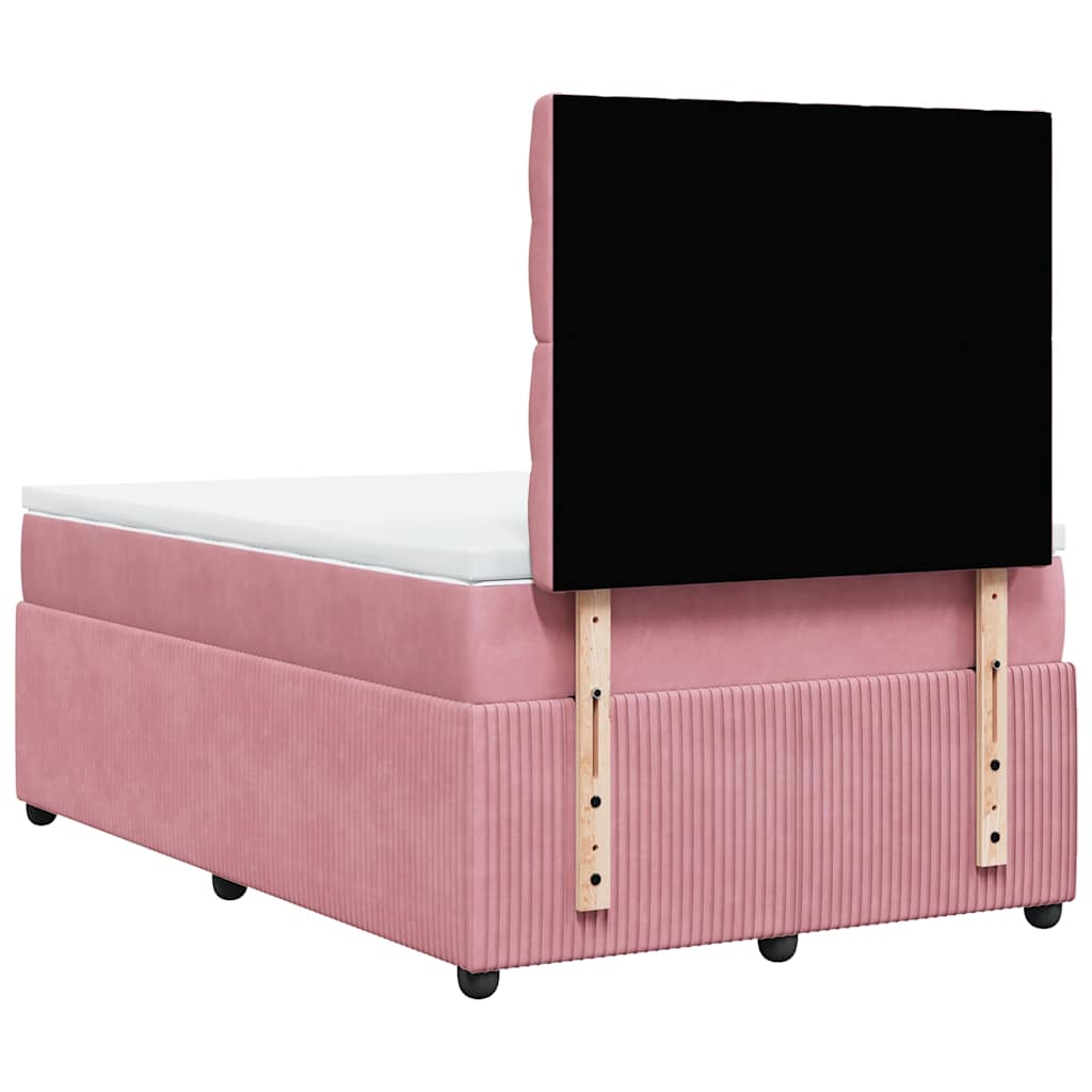 vidaXL Κρεβάτι Boxspring με Στρώμα Ροζ 120x200 εκ. Βελούδινο