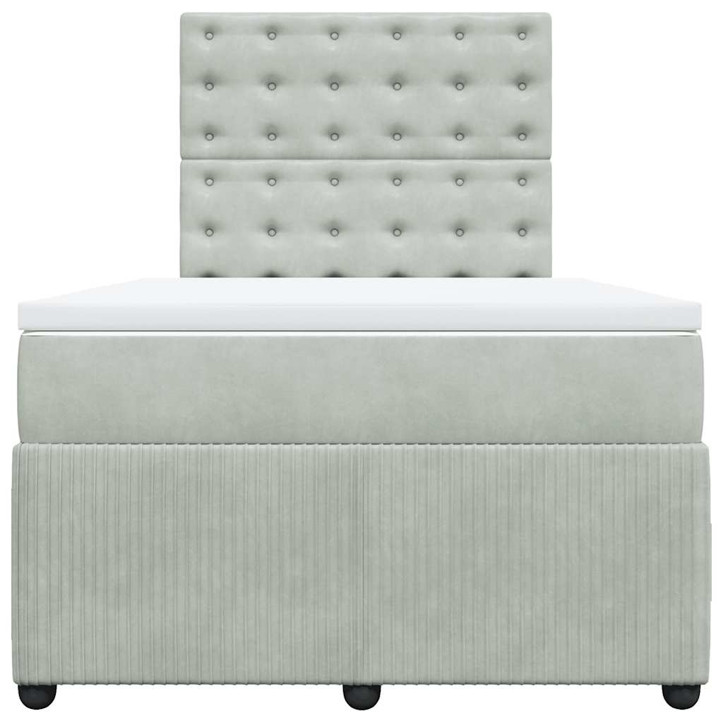vidaXL Κρεβάτι Boxspring με Στρώμα Ανοιχτό Γκρι 120x200 εκ. Βελούδινο