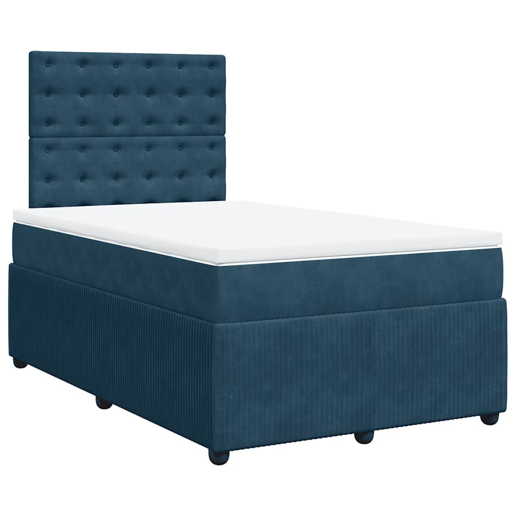 vidaXL Κρεβάτι Boxspring με Στρώμα Μπλε 120x200 εκ. Βελούδινο