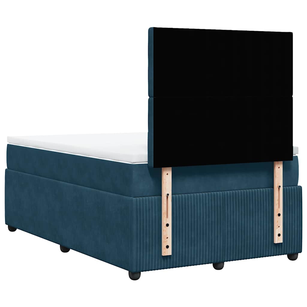 vidaXL Κρεβάτι Boxspring με Στρώμα Μπλε 120x200 εκ. Βελούδινο