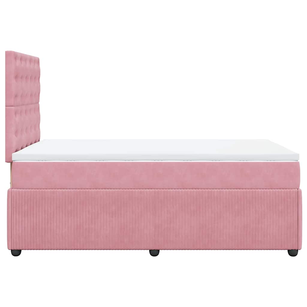 vidaXL Κρεβάτι Boxspring με Στρώμα Ροζ 120x200 εκ. Βελούδινο