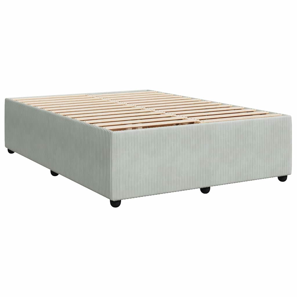 vidaXL Κρεβάτι Boxspring με Στρώμα Ανοιχτό Γκρι 140x190 εκ. Βελούδινο