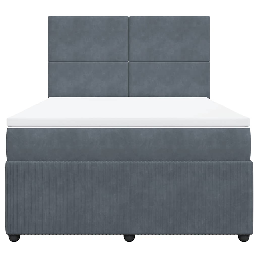 vidaXL Κρεβάτι Boxspring με Στρώμα Σκούρο Γκρι 140x190 εκ. Βελούδινο