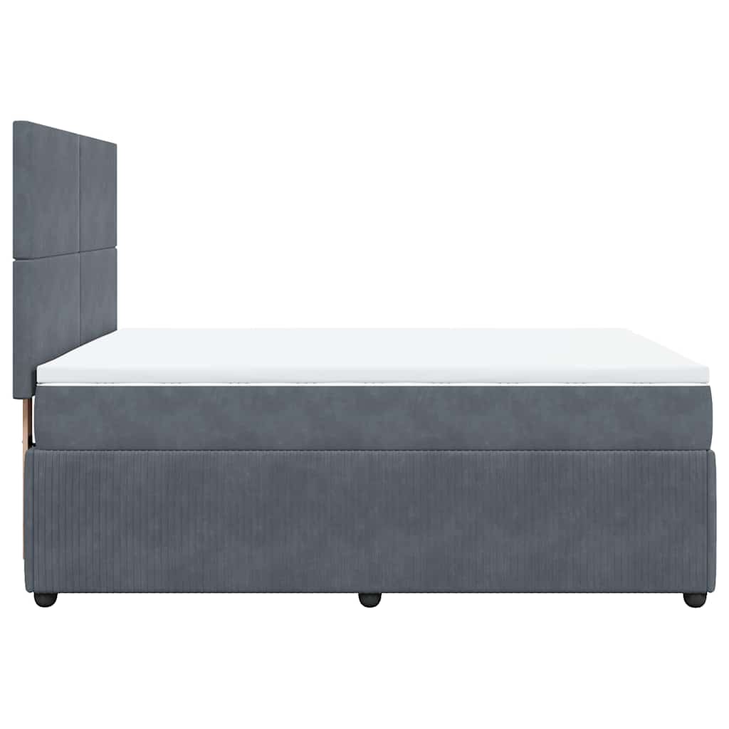 vidaXL Κρεβάτι Boxspring με Στρώμα Σκούρο Γκρι 140x190 εκ. Βελούδινο