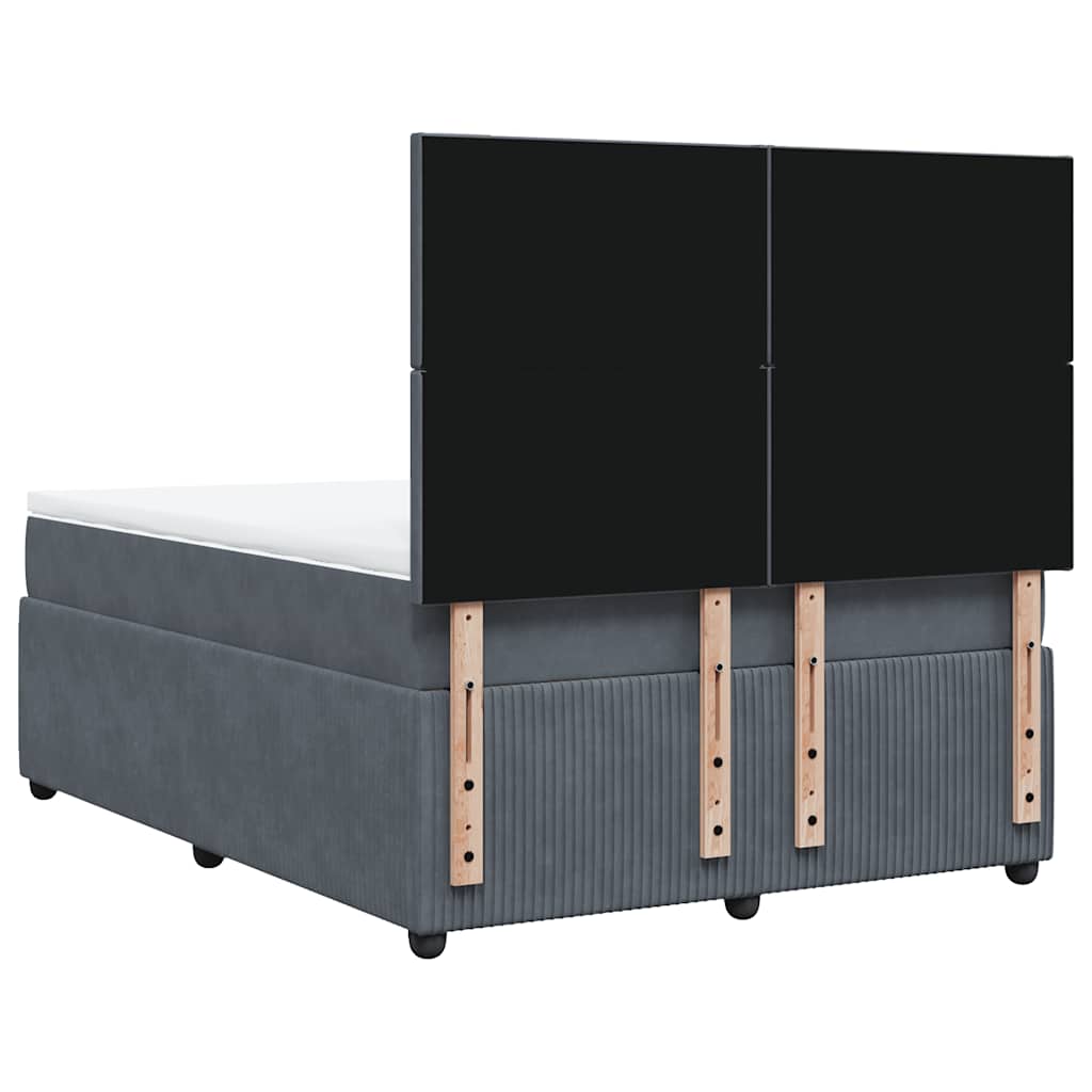 vidaXL Κρεβάτι Boxspring με Στρώμα Σκούρο Γκρι 140x190 εκ. Βελούδινο
