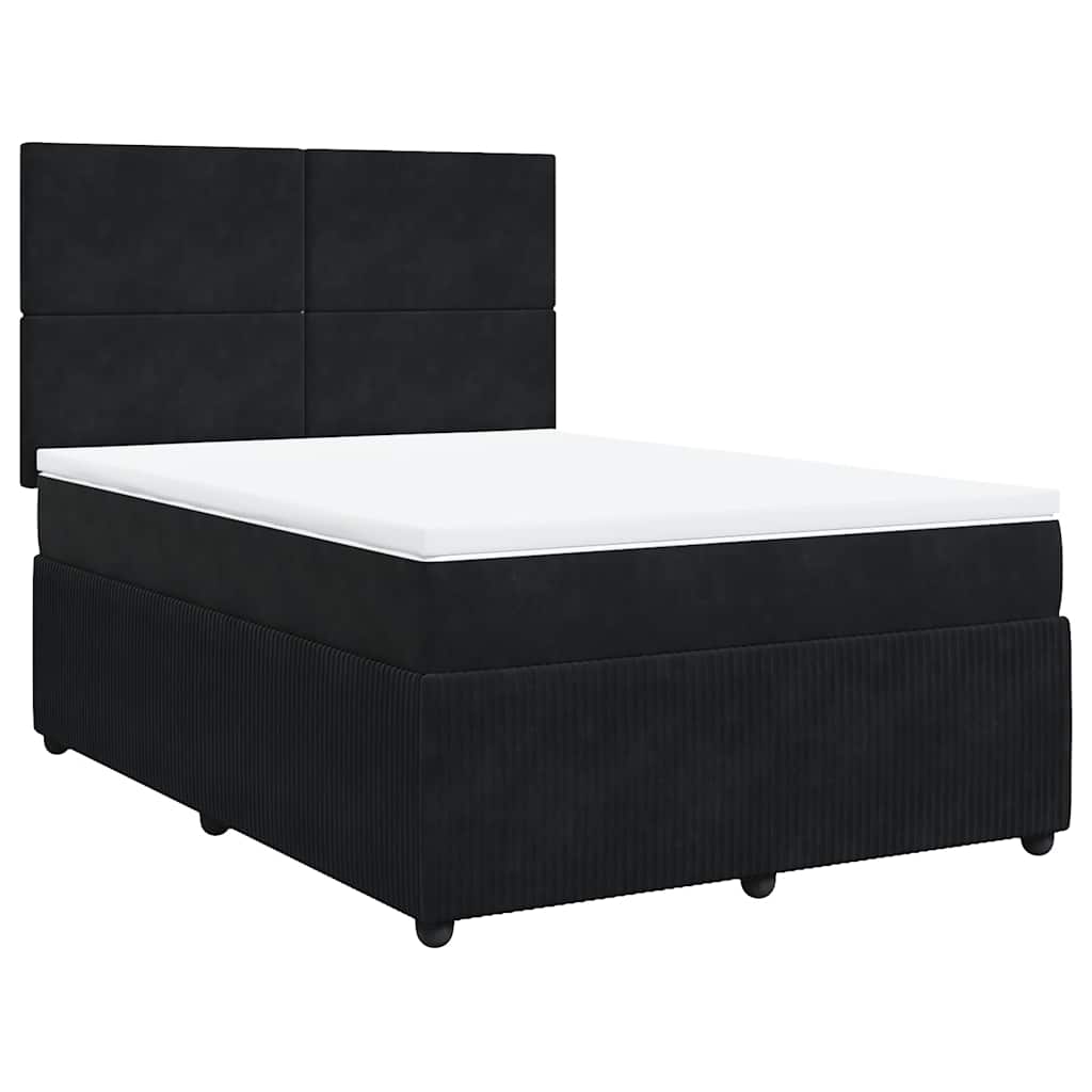 vidaXL Κρεβάτι Boxspring με Στρώμα Μαύρο 140x190 εκ. Βελούδινο
