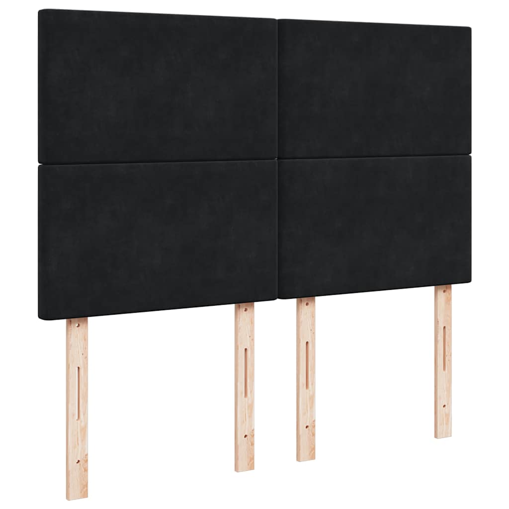 vidaXL Κρεβάτι Boxspring με Στρώμα Μαύρο 140x190 εκ. Βελούδινο