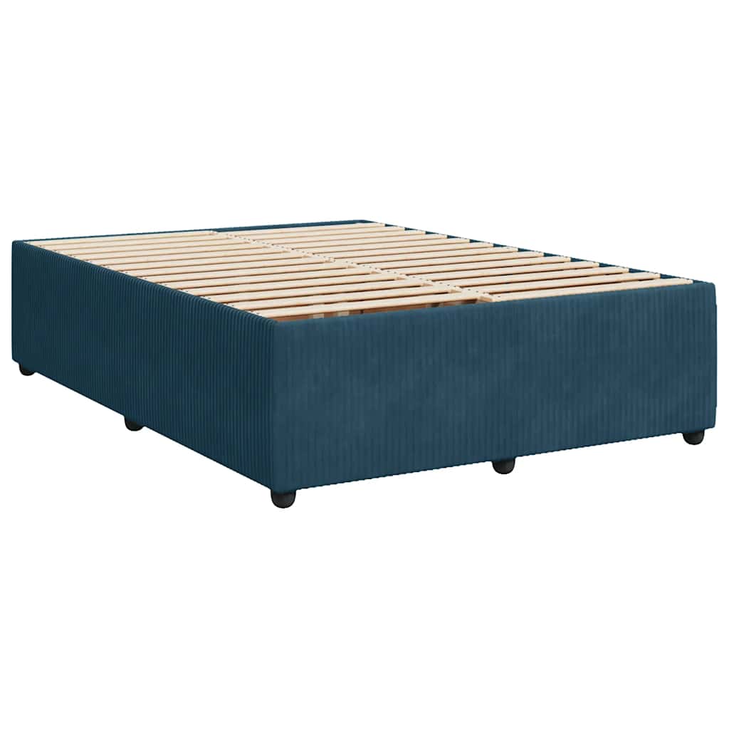 vidaXL Κρεβάτι Boxspring με Στρώμα Μπλε 140x190 εκ. Βελούδινο